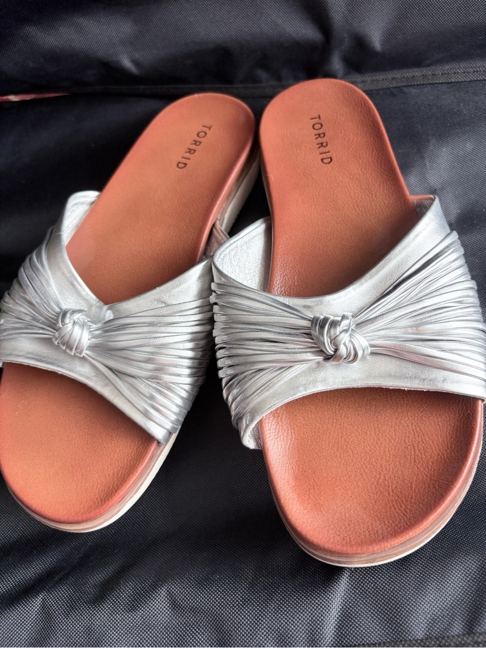Torrid Silver Knot-Detail Slide sandals size 10 ww
